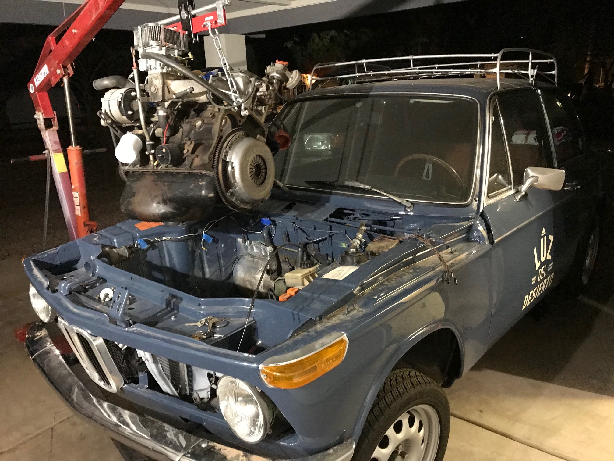 Engine and 5 speed trans are in!