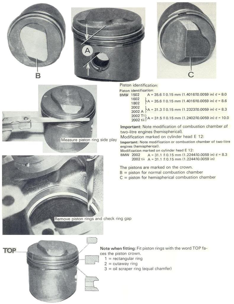 M10 Piston Specs and Cyl Head Flange Specs for CAD ﻿ BMW 2002