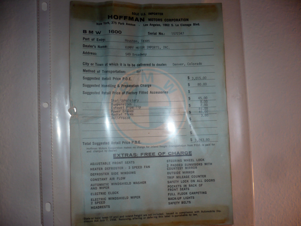 Original Window Stickers ﻿ BMW 2002 and other '02