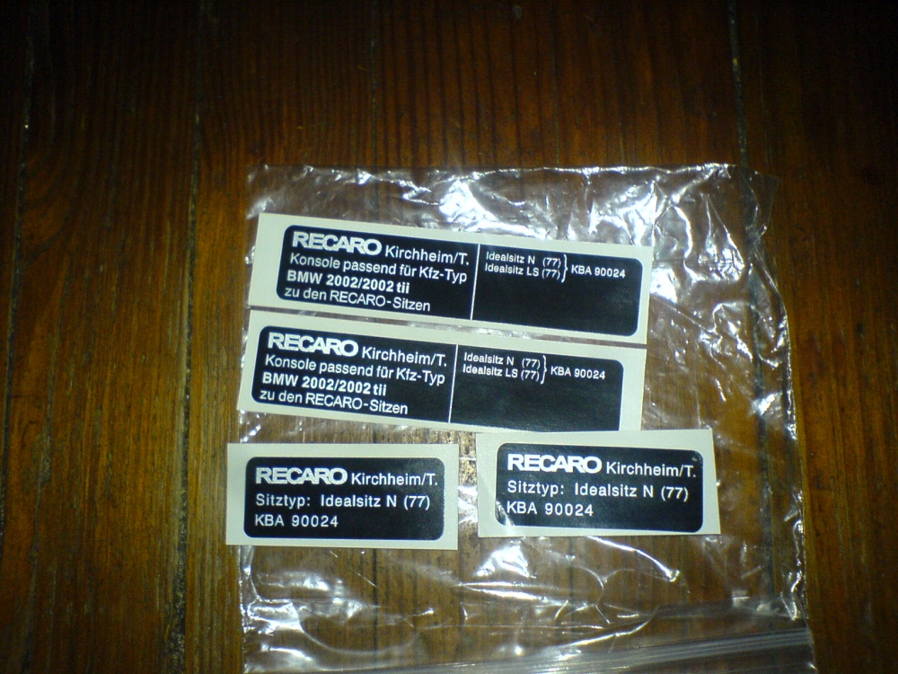 Recaro stickers ***VERY RARE*** - Miscellaneous - 2002FAQ