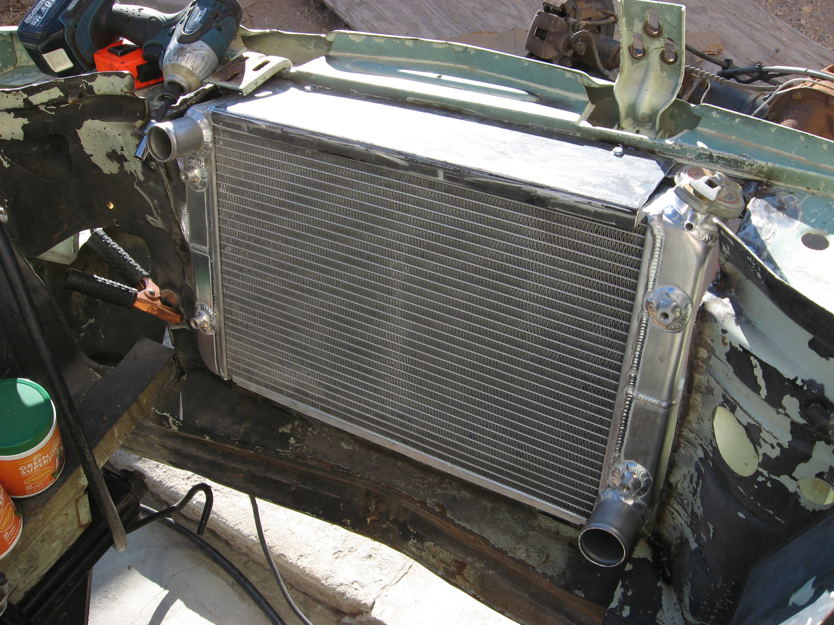 Installing the radiator and making a throttle bell crank - heinemann's ...