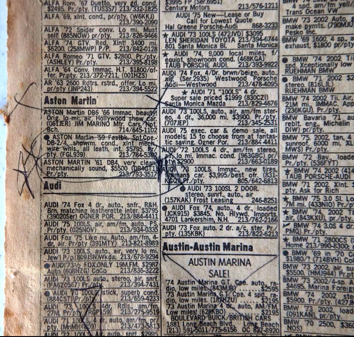 1976 classified section from the Los Angeles Times ﻿ BMW 2002 and