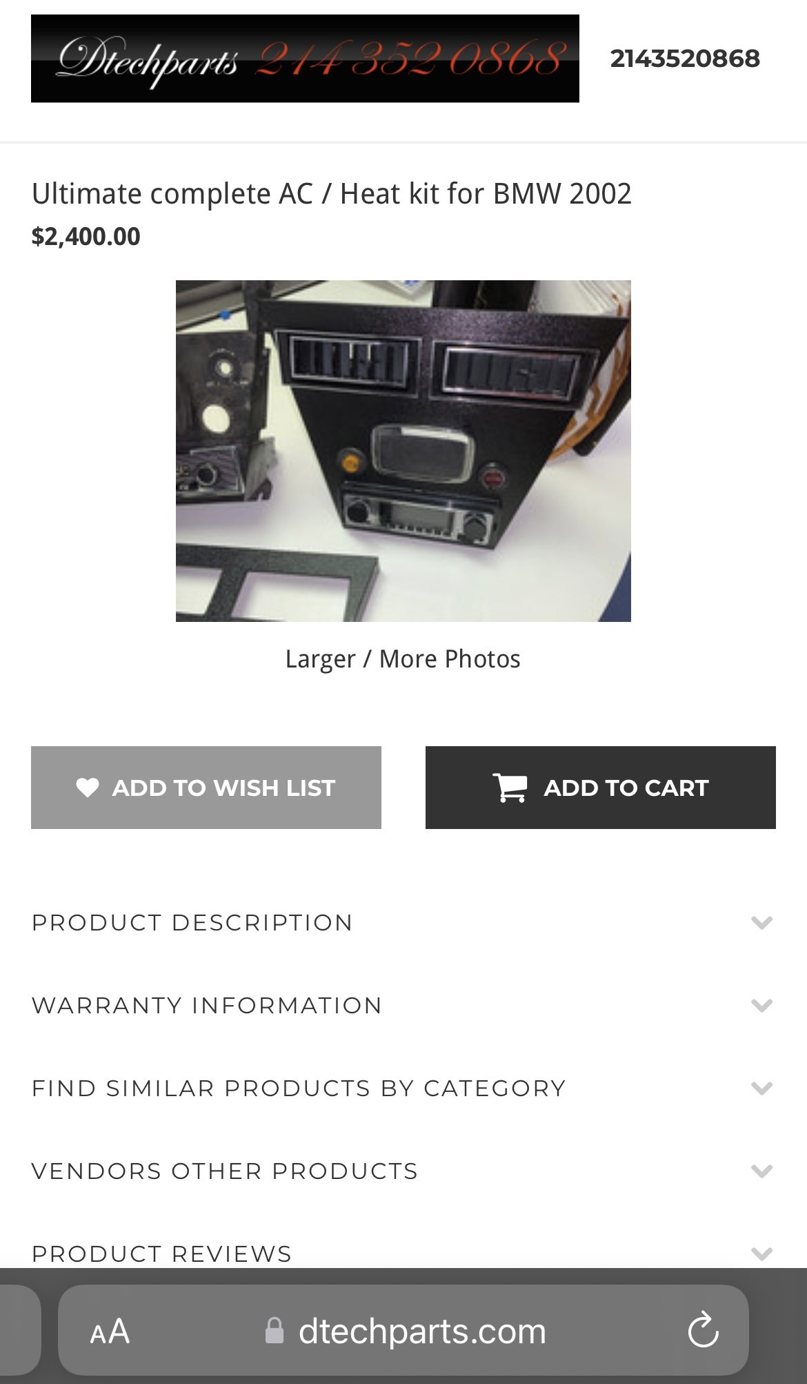 Air conditioner kit for the BMW 2002. |﻿ Miscellaneous