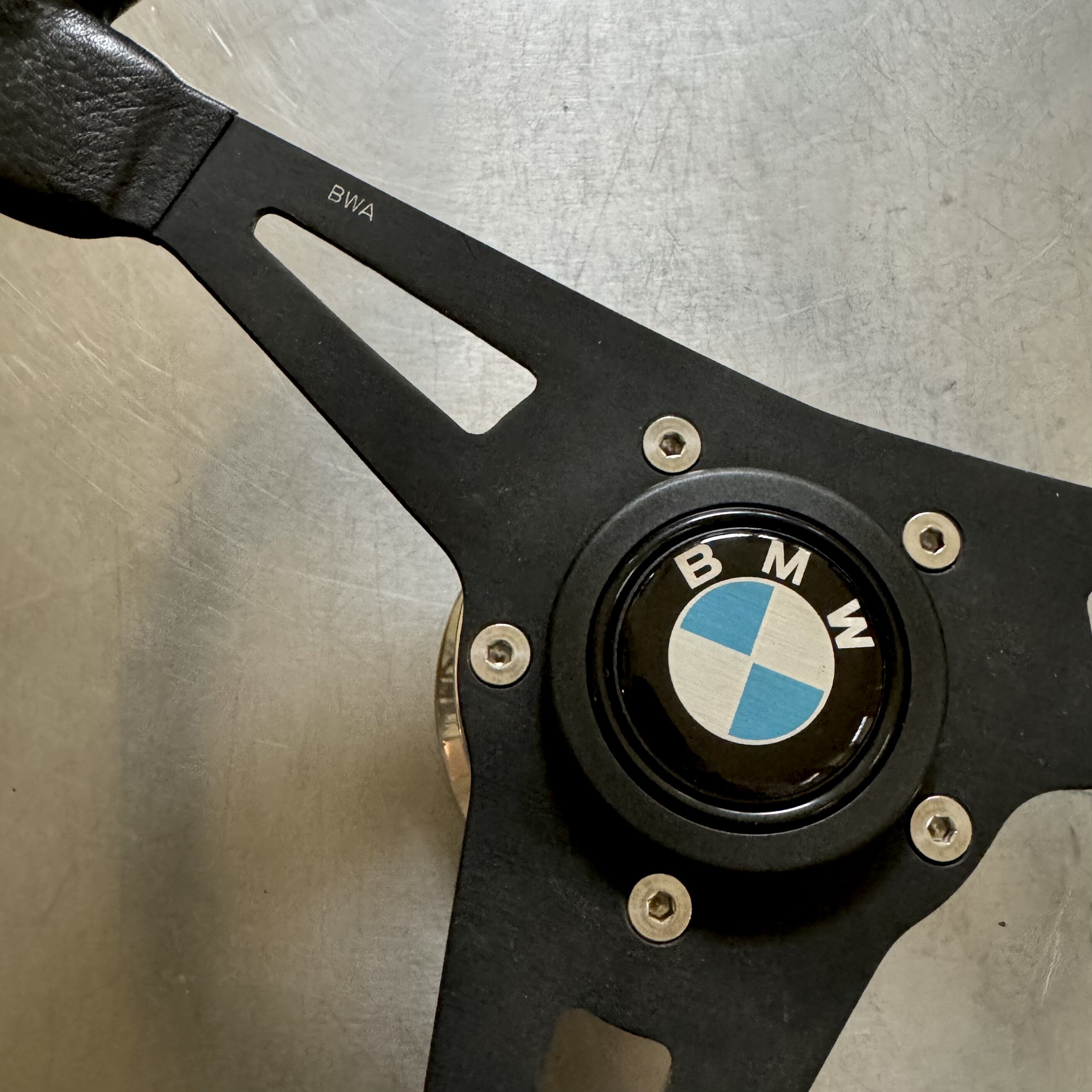 Vintage BWA Leather Steering Wheel w/ Hub Adapter and Horn ﻿ Suspension and Steering