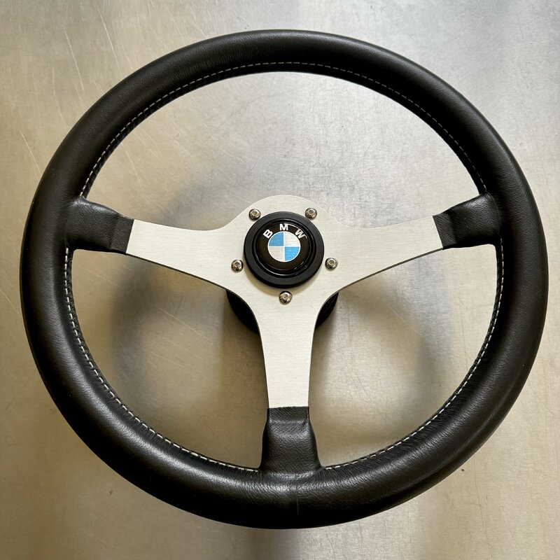 Vintage NOS BWA Gamma Leather Steering Wheel w/ Hub Adapter
