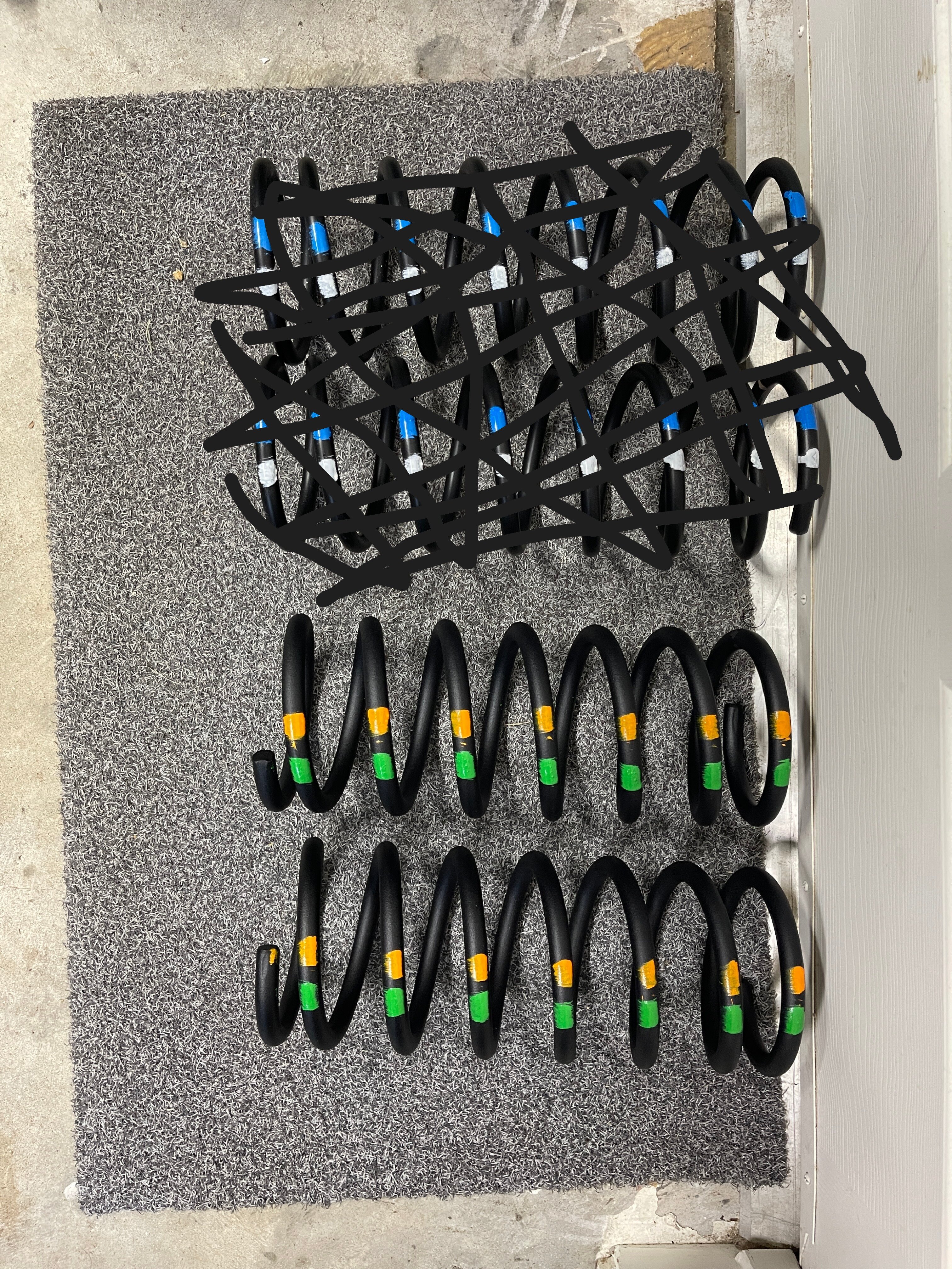 Green/Orange stripe rear springs with fresh powder coating - Suspension ...