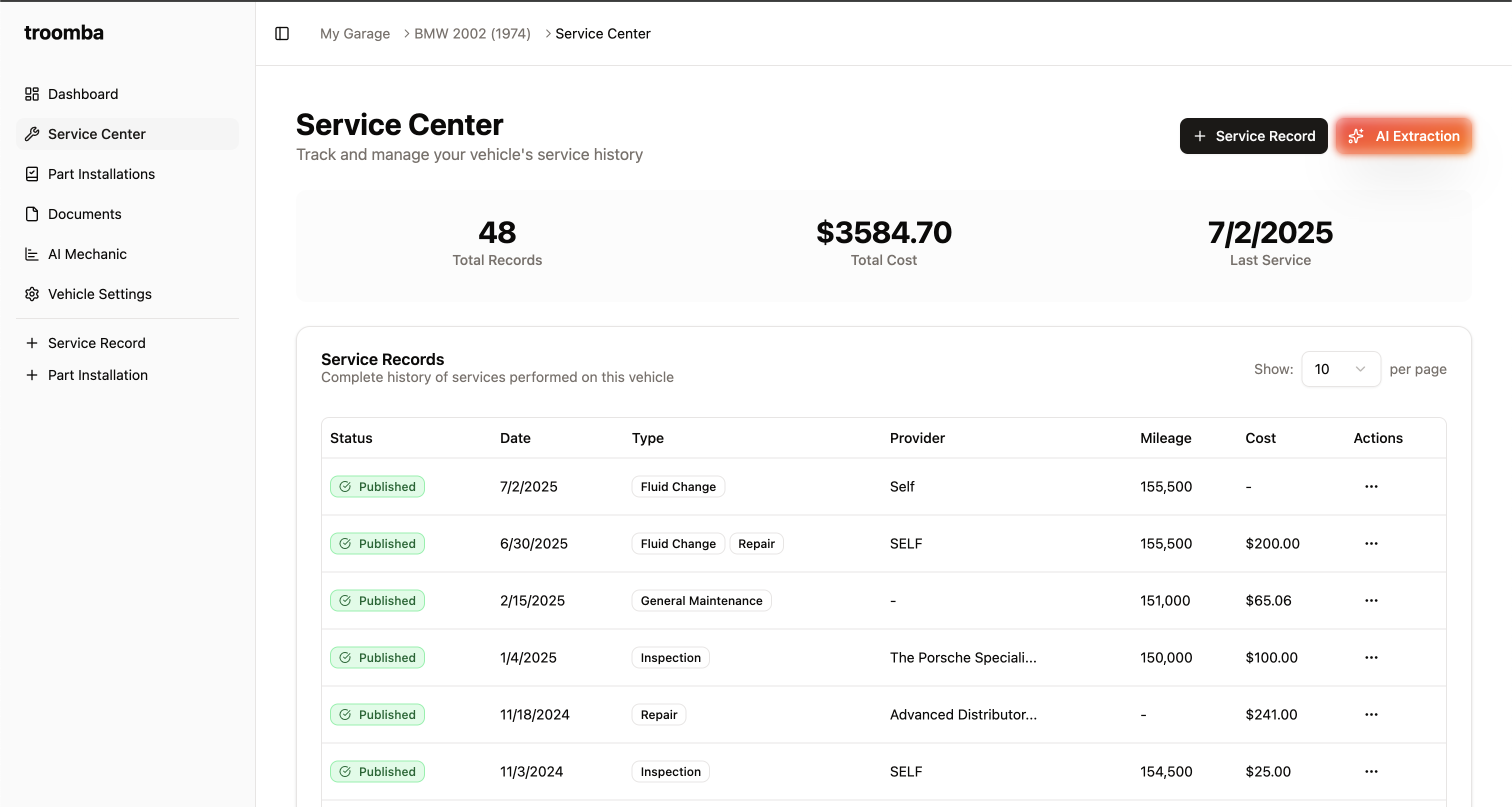 Service Tracker Log In Service & Part Tracking - BMW 2002 and other '02 - 2002FAQ