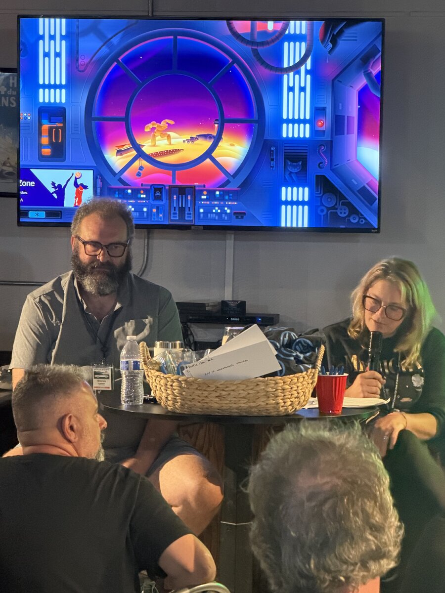 Steve and Rachael hosting trivia
