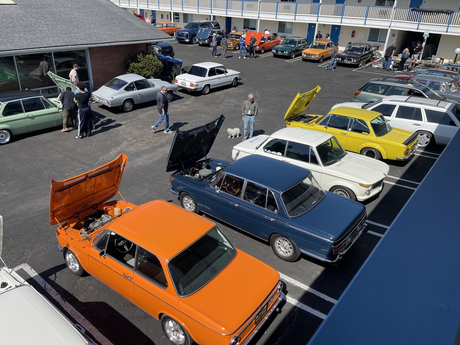 The gathering of BMWs at Coast Riders Inn
